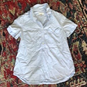 Jcrew short sleeved blue blouse white dotted